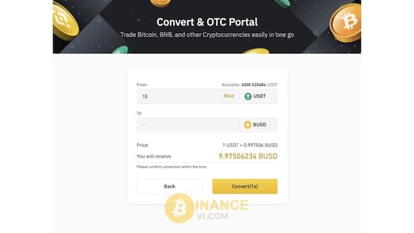 Hoàn tất giao dịch cùng với Binance Convert