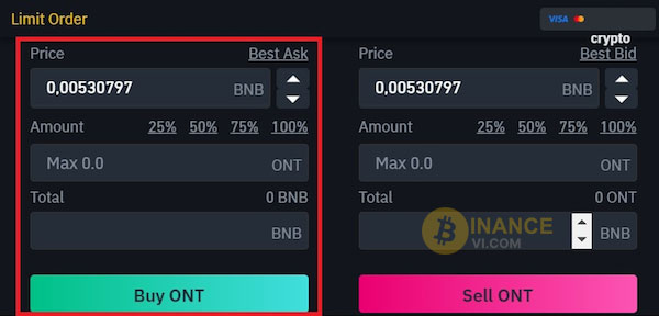 Cách mua ONT/BNB trên sàn Binance DEX