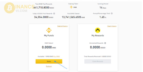 Nhấp chuột vào mục Stake