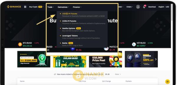 Giao diện chính của Binance Future sau khi đăng nhập tài khoản