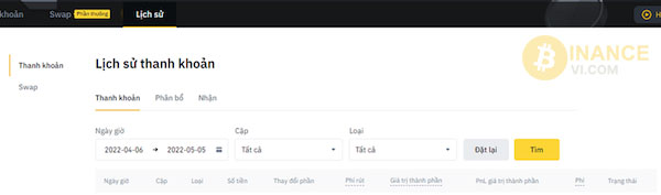 Hãy vào lịch sử thanh khoản nếu bạn muốn xem những hoạt động trước đó nhé