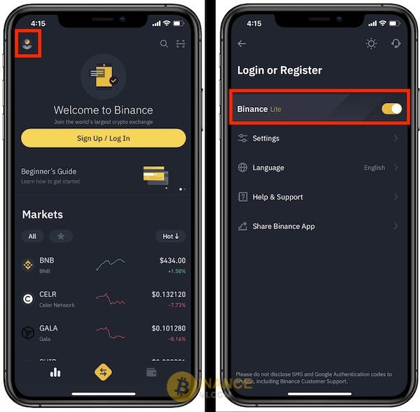 Chuyển Binance Lite sang Pro đơn giản và nhanh chóng