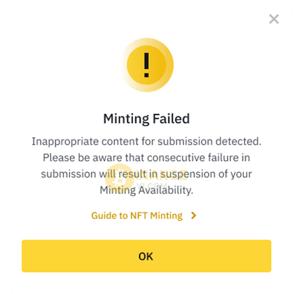 Thông báo nhắc nhở khi NFT của bạn có chứa những nội dung không phù hợp