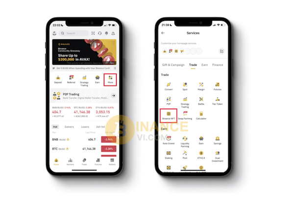 Truy cập vào Binance NFT bằng cách khác