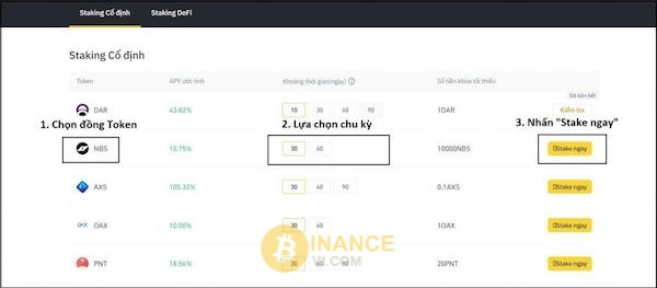 Thứ tự Stake với hình thức Locked Staking