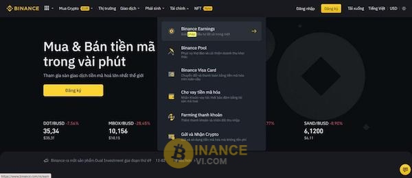 Truy cập vào website chính thức của sàn Binance