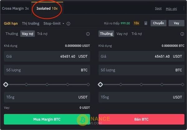 Hình thức giao dịch Isolated Margin trên Binance