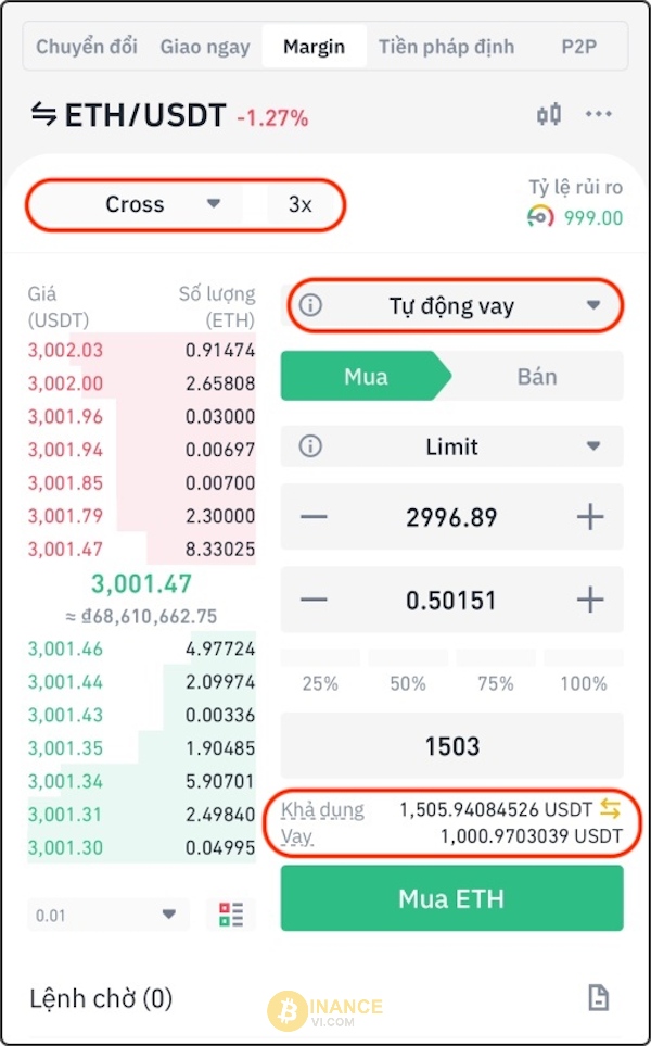 Vay tự động khi giao dịch Margin