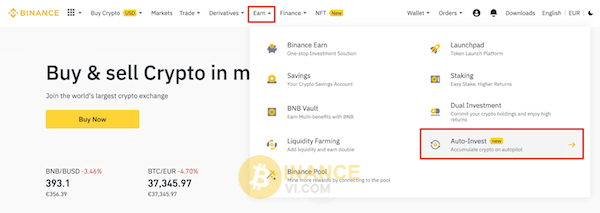 Đăng nhập vào Binance trên website