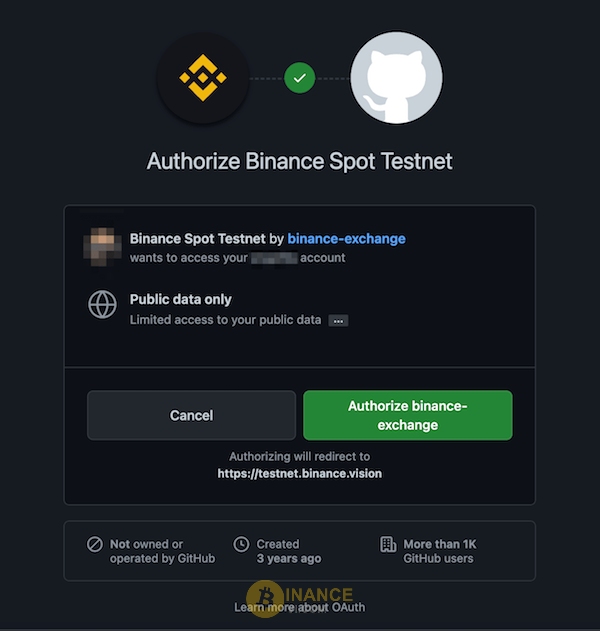 Cấp quyền cho “Binance - Exchange”