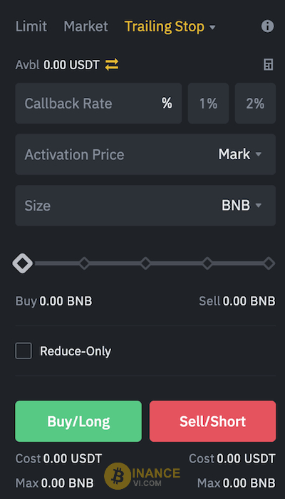 Trailing Stop Order trên sàn Binance