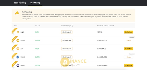 Bạn có thể xem được rất nhiều thông tin liên quan đến DeFi Staking ở mục này