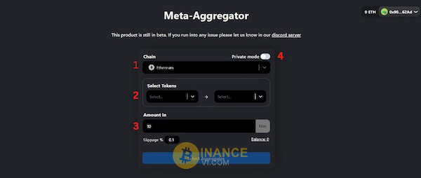 Cách sử dụng của DEX Meta-Aggregator tương đối đơn giản